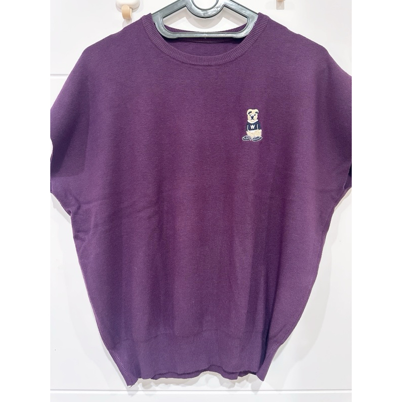 BAJU ATASAN WANITA RAJUT HALUS BKK UNGU TEDDY BEAR