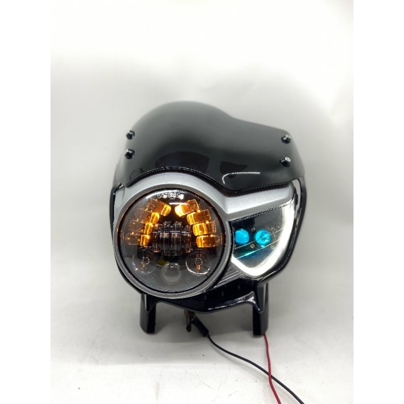 Lampu Depan tiger PC set daymaker dan d2 laser alis set cover PeCe Hitam