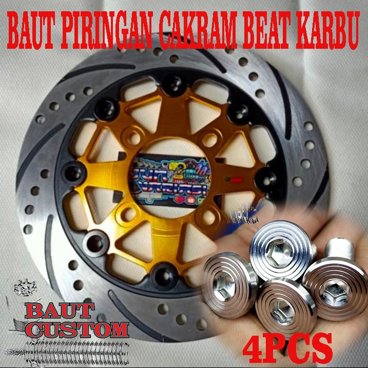 Baut Piringan Cakram Beat Karbu Stainless Disc Brake Custom Spiral Universal