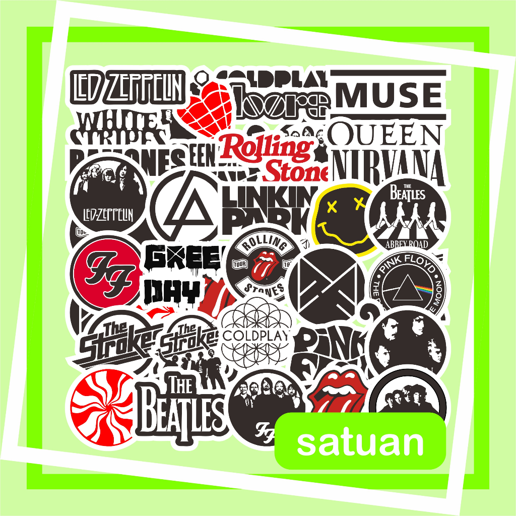 

(1 pc) Stiker Band Rock | sticker logo musician musisi metal pop rock hp laptop pack set hypebeast