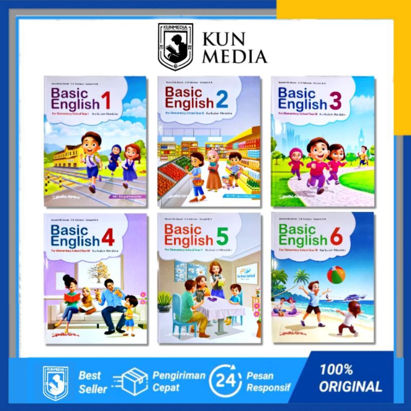 BUKU BASIC ENGLISH KELAS 1 2 3 4 5 6 SD KURIKULUM MERDEKA YUDHISTIRA VKM BAHASA INGGRIS