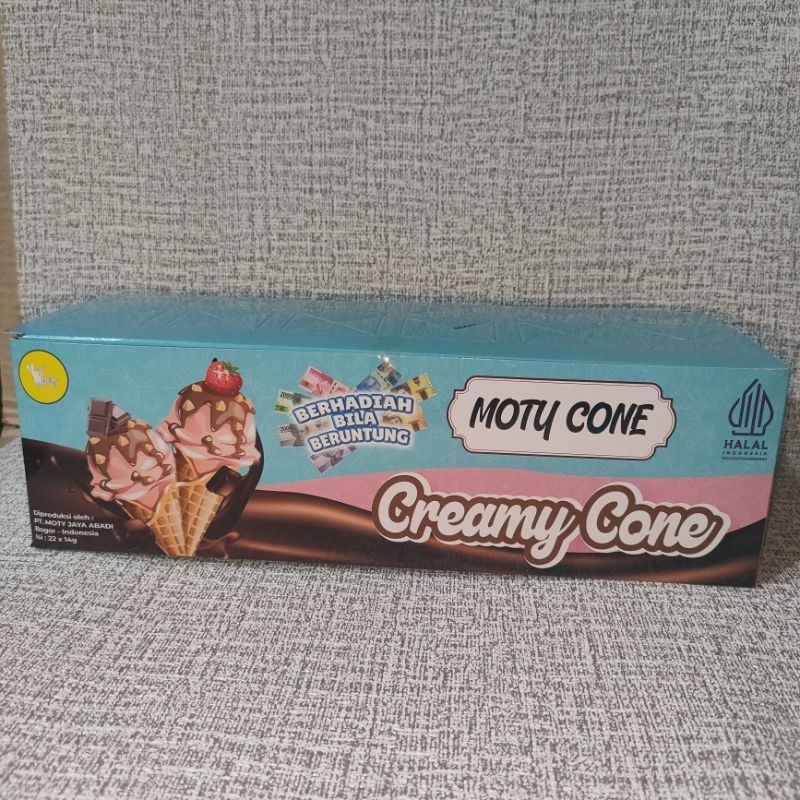 

[1 box] Moty Cone Creamy Cone Creamy Cokelat Viral Berhadiah menarik Enak Lezat Termurah Harga Grosir Terlengkap Terbaru Promo