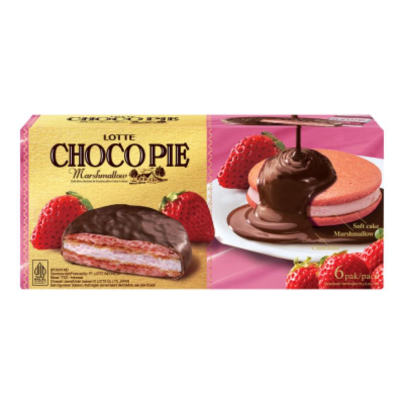 

Lotte Choco Pie Marshmallow Strawberry Cokelat (1 box/12 pack)