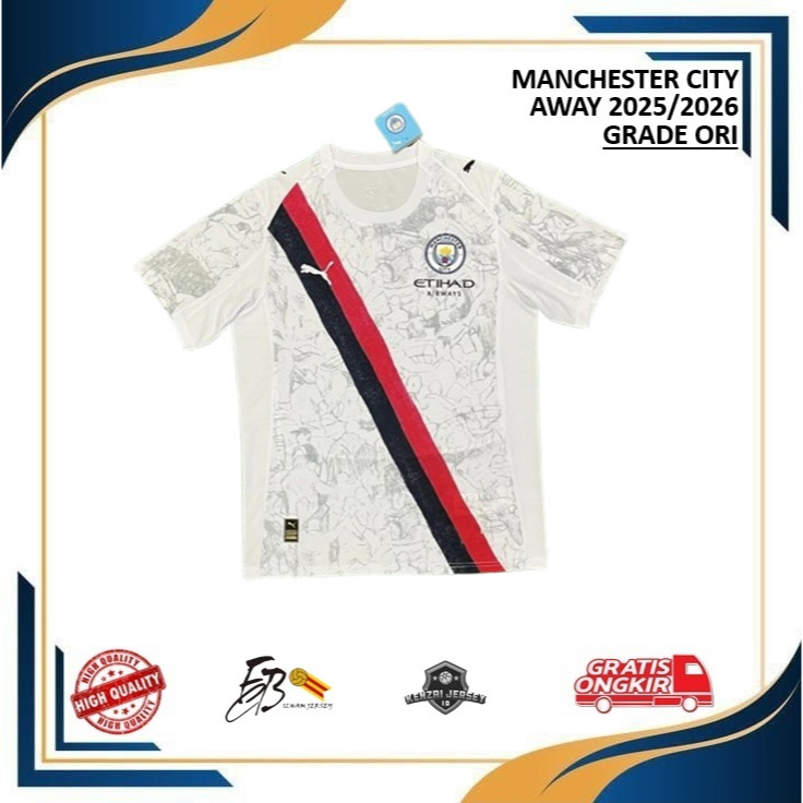 JERSEY BOLA CITY AWAY 2025/2026 GRADE ORI HIGH QUALITY JUMBO XXL 2XL XXXL 3XL XXXXL 4XL