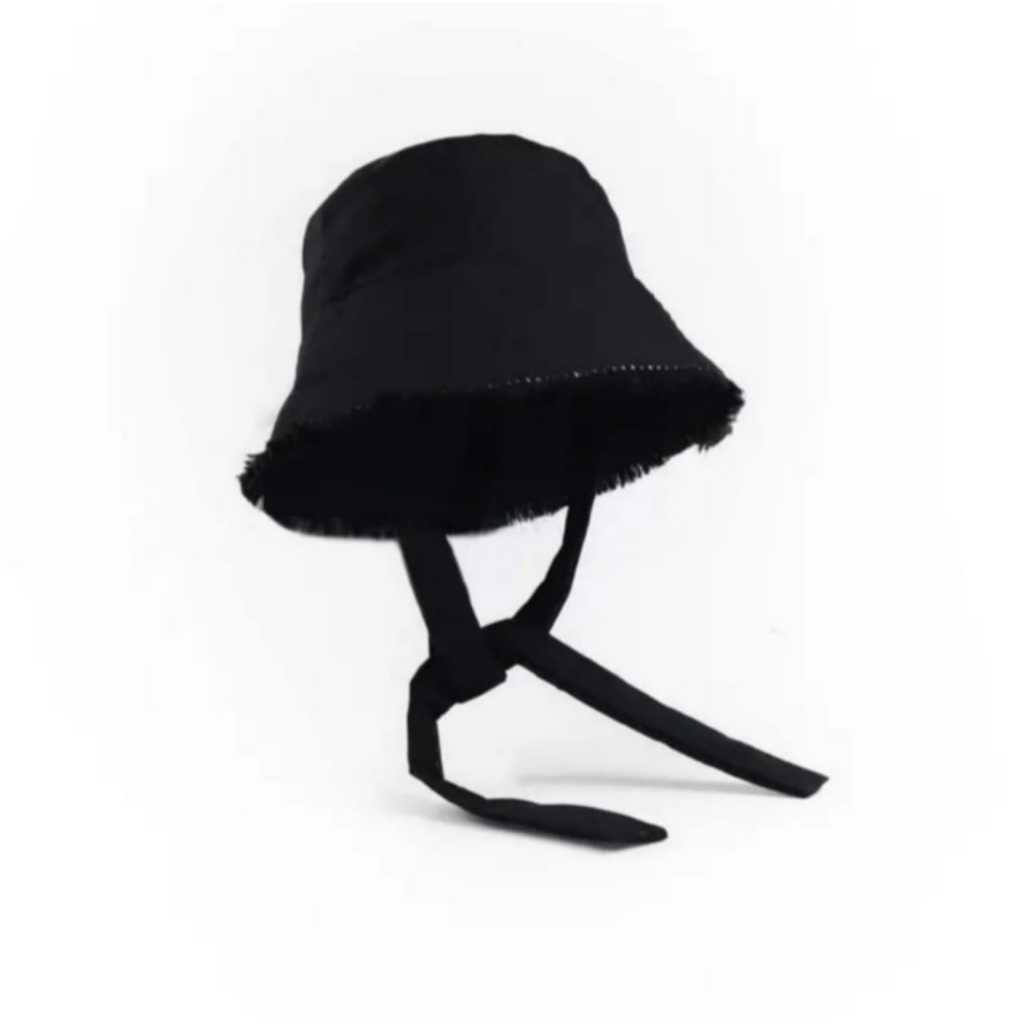 Topi Wide Bucket Hat Tali Rawis Fashion Korean Style Wanita Pria Pantai