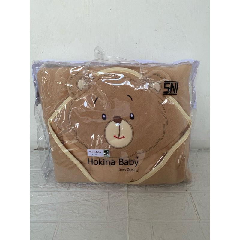 Hokina Baby Selimut Topi Bayi Bordir Bear/Selimut Bayi/Baby Blanket