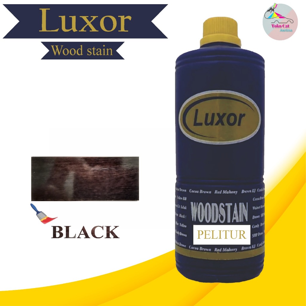 CAT KAYU WARNA BLACK HITAM POLITUR PLITUR LUXOR WOODSTAIN KAYU 1 LITER ORIGINAL