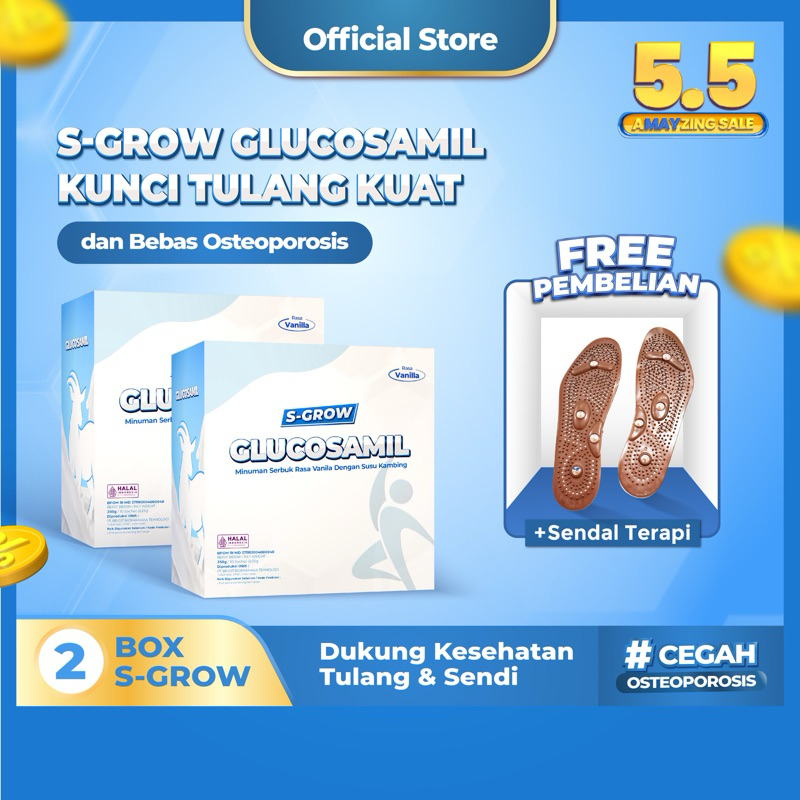 S-GROW GLUCOSAMIL 2 BOX - Susu Bubuk Dewasa Vanila [Untuk Tulang & Sendi]