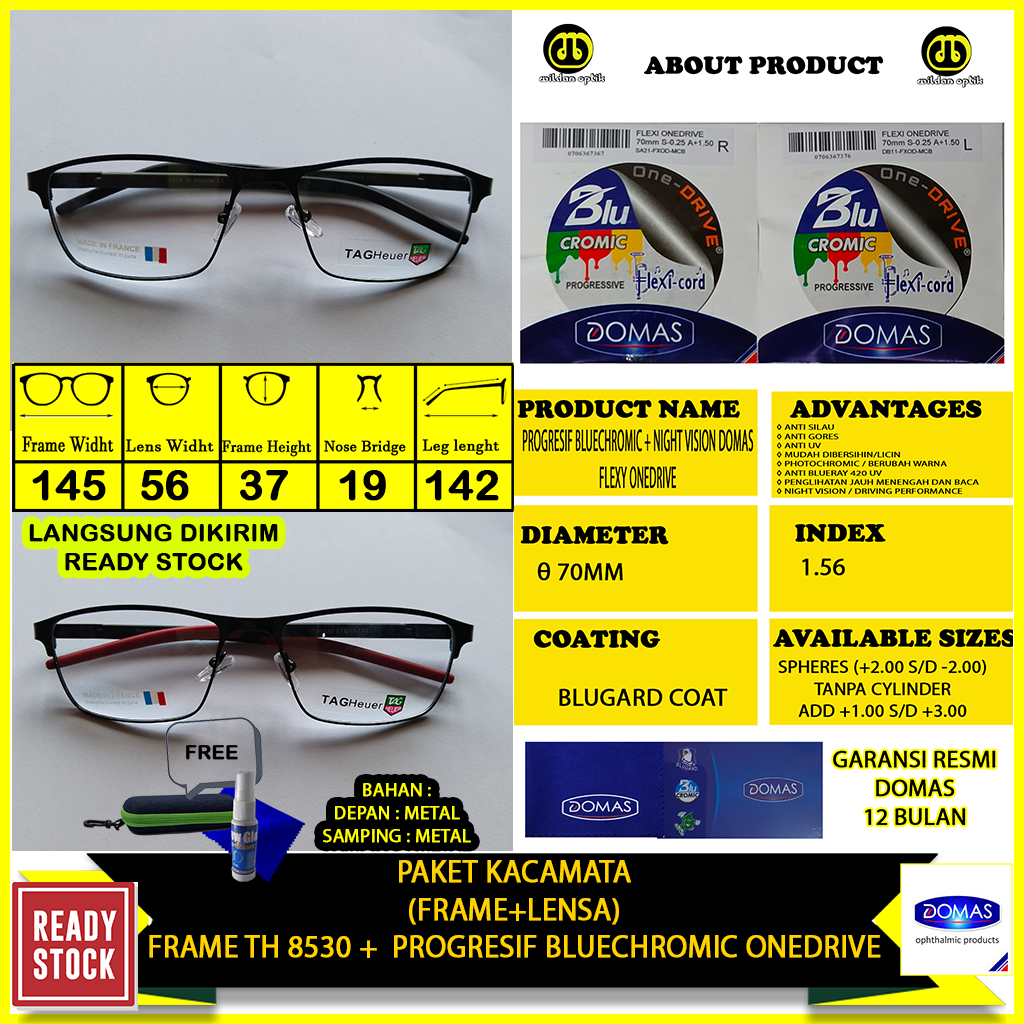 PAKET KACAMATA FRAME TH 8530+PROGRESIF DOMAS/SINGLE VISION DOMAS