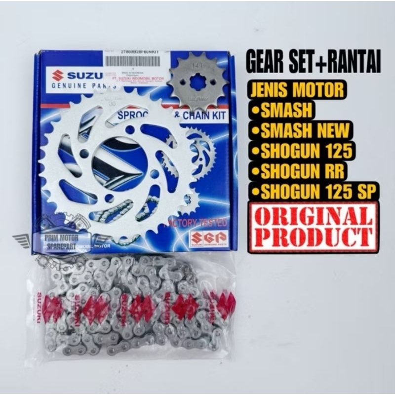 GEAR SET RANTAI ORIGINAL SUZUKI SMASH NEW/SHOGUN 125/THUNDER/GEAR SET SMASH ORIGINAL
