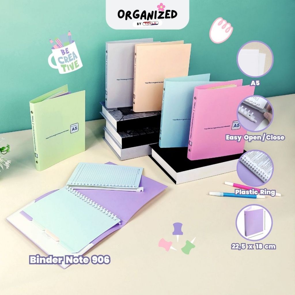 

Topla Binder notebook buku catatan note book agenda sekolahan dan kuliah ukuran A5 20 ring