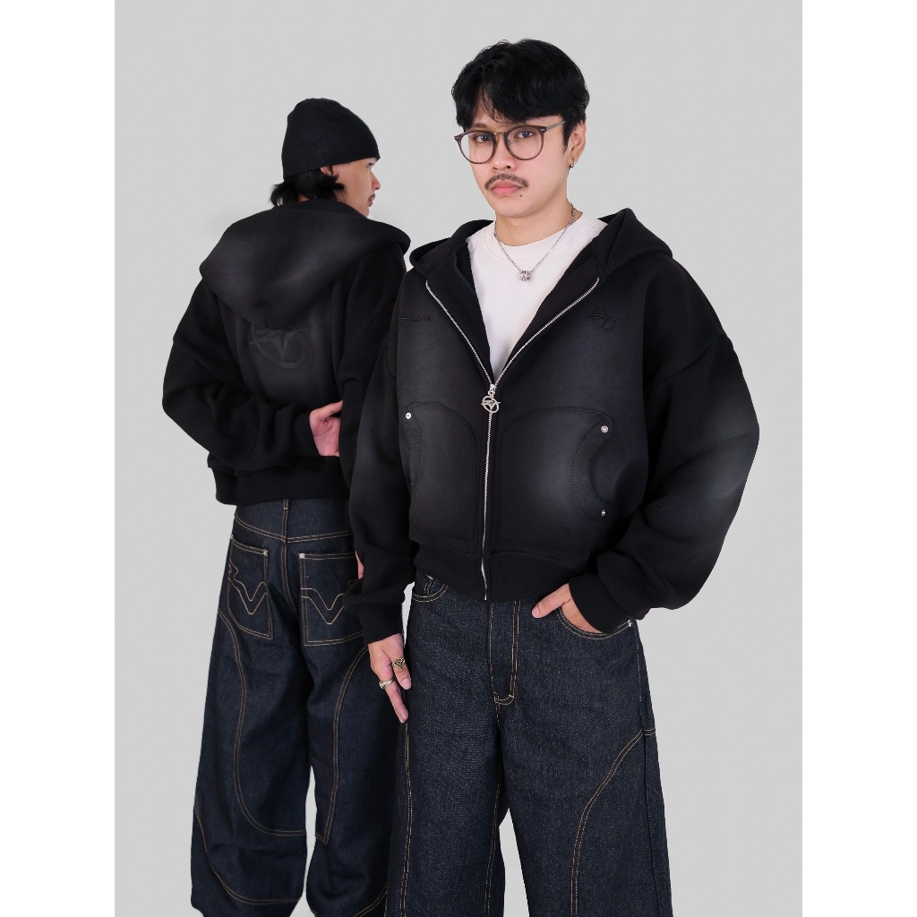Zasvo - Boxy Crop Zip Hoodie