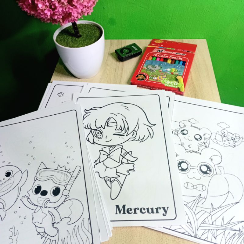 

Paket 50 pcs Gambar Mewarnai Gratis Pensil Warna