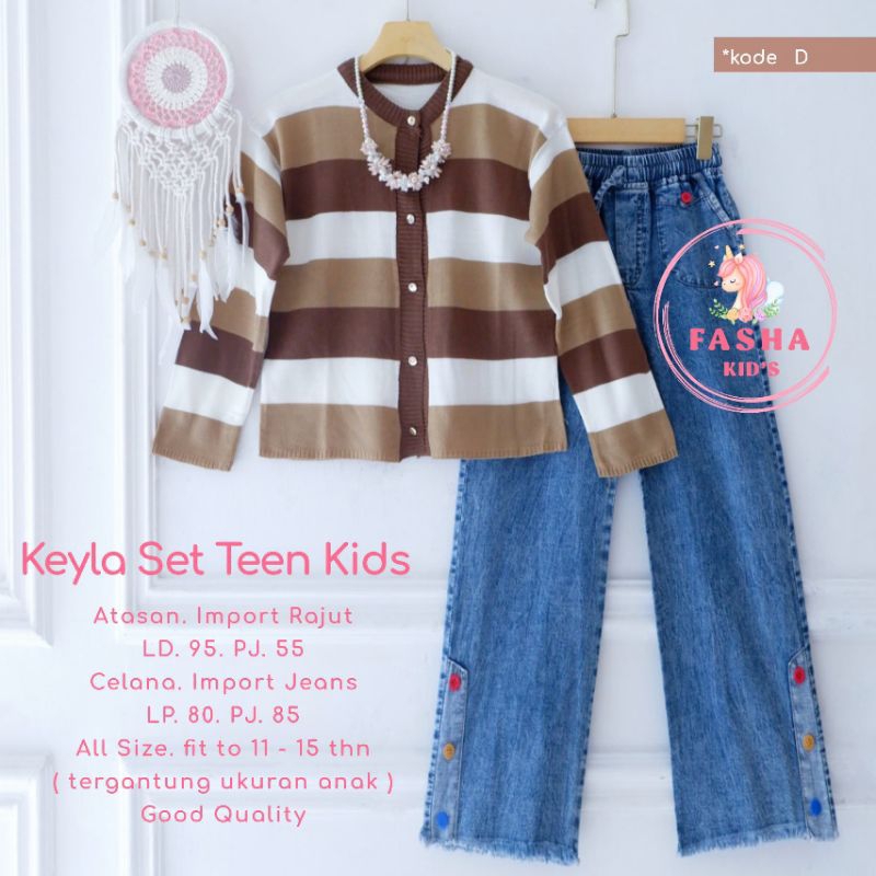 setelan jeans anak perempuan 11-16 tahun matt rajut original by Fasha | jeni keyla set teen