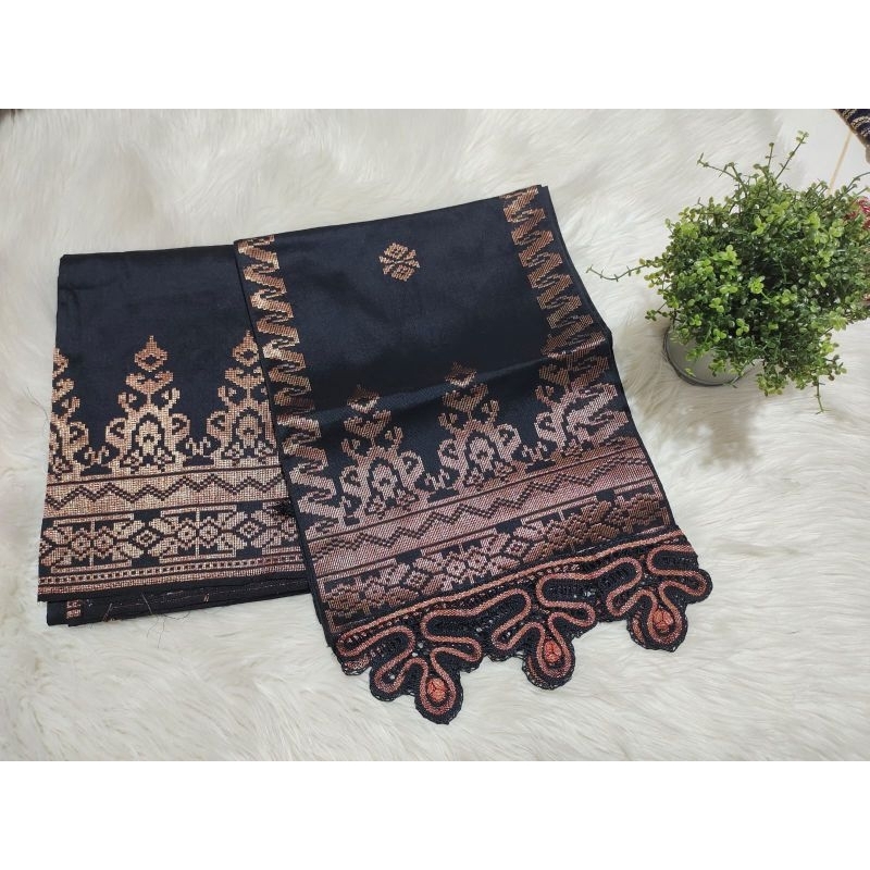 Songket silungkang warna hitam motif tembaga rendo koto gadang songket padang