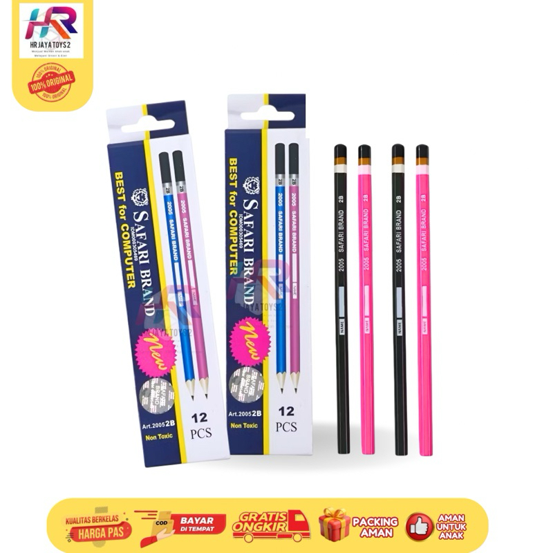 

Pensil Kayu Pencil 2B Computer Komputer Murah merk Safari Non Toxic Pencil (12pcs)