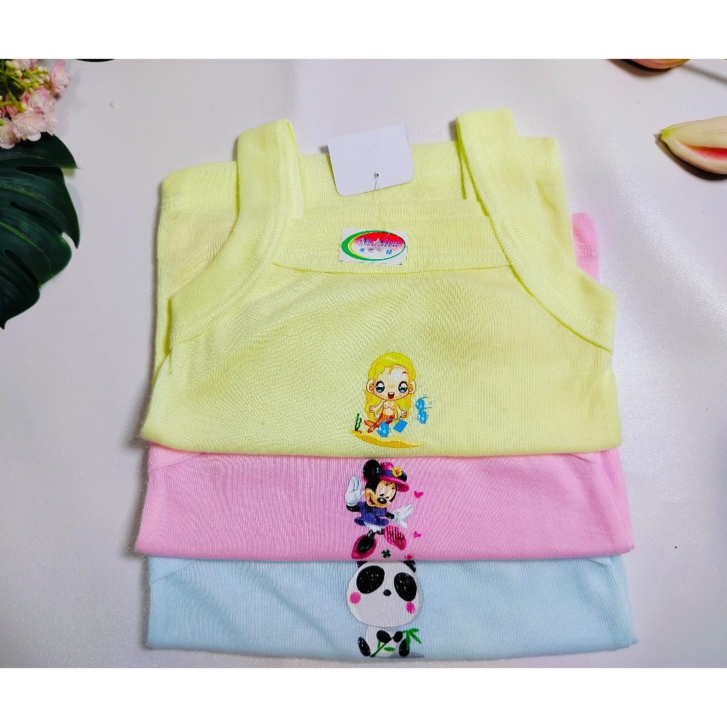 (ISI 1-8 PC) Singlet Anak Monita uk Bayi  2-10 bulan / SNI Bahan Katun Dalaman Kaos Anak Laki Peremp