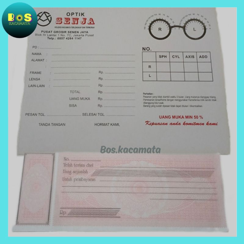 Resep Kacamata + Kwitansi Pembelian Kacamata