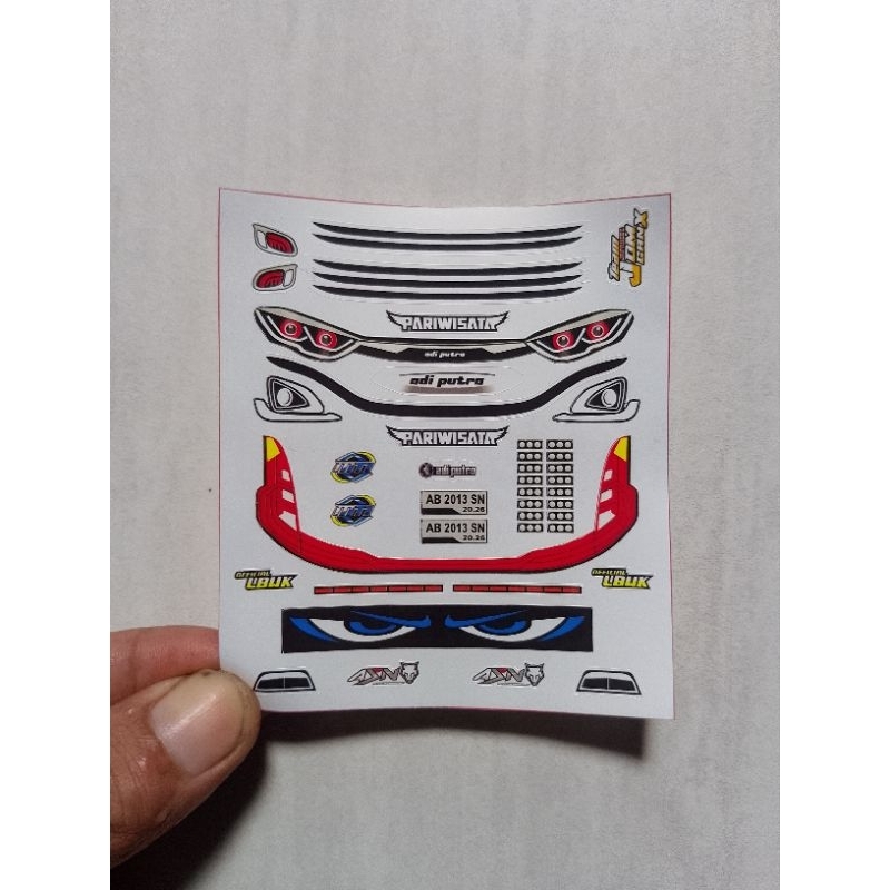 stiker Headlam miniatur bus plastik