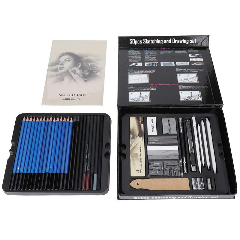

50pcs Sketching and Drawing set Profesional lengkap
