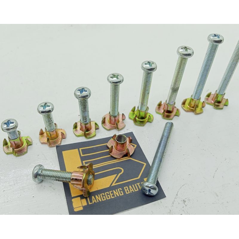 Baut Speaker 1 - 5 cm Tipe Obeng Plus M5 ( Baut 8 an ) + Mur Cakar 5 mm