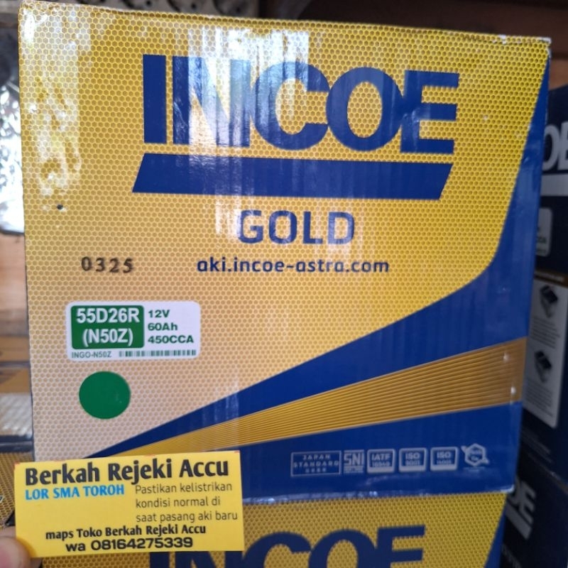 Aki N50Z 60amper INCOE GOLD