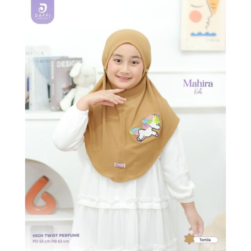 MAHIRA KIDS HIJAB ANAK NON PAD ADA DESAIN KUDA PONINYA DI DEPAN BY DAFFI HIJAB