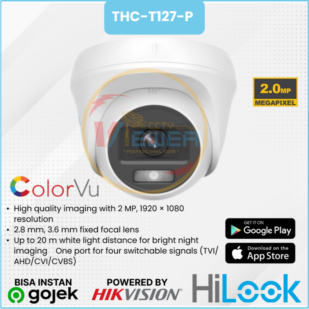 THC-T127-P HILOOK Kamera CCTV Analog 2MP Indoor Colorvu by Hikvision