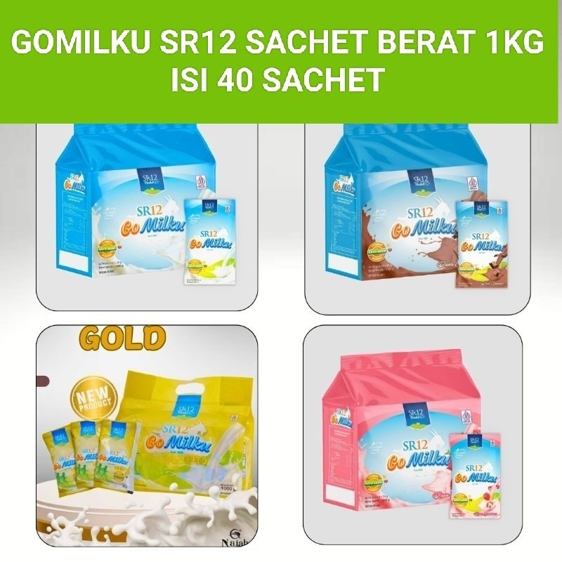 

GO MILKU SACHET SR12 / GOMILKU SR12 / GOMILKU GOLD SUSU KAMBING ETAWA PLUS HERBAL