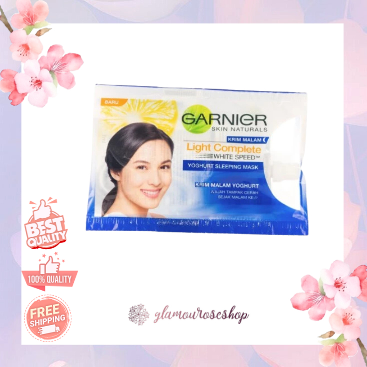 Garnier Light Complete Yoghurt Sleeping Mask Night Cream SACHET 9 ML / Krim Malam