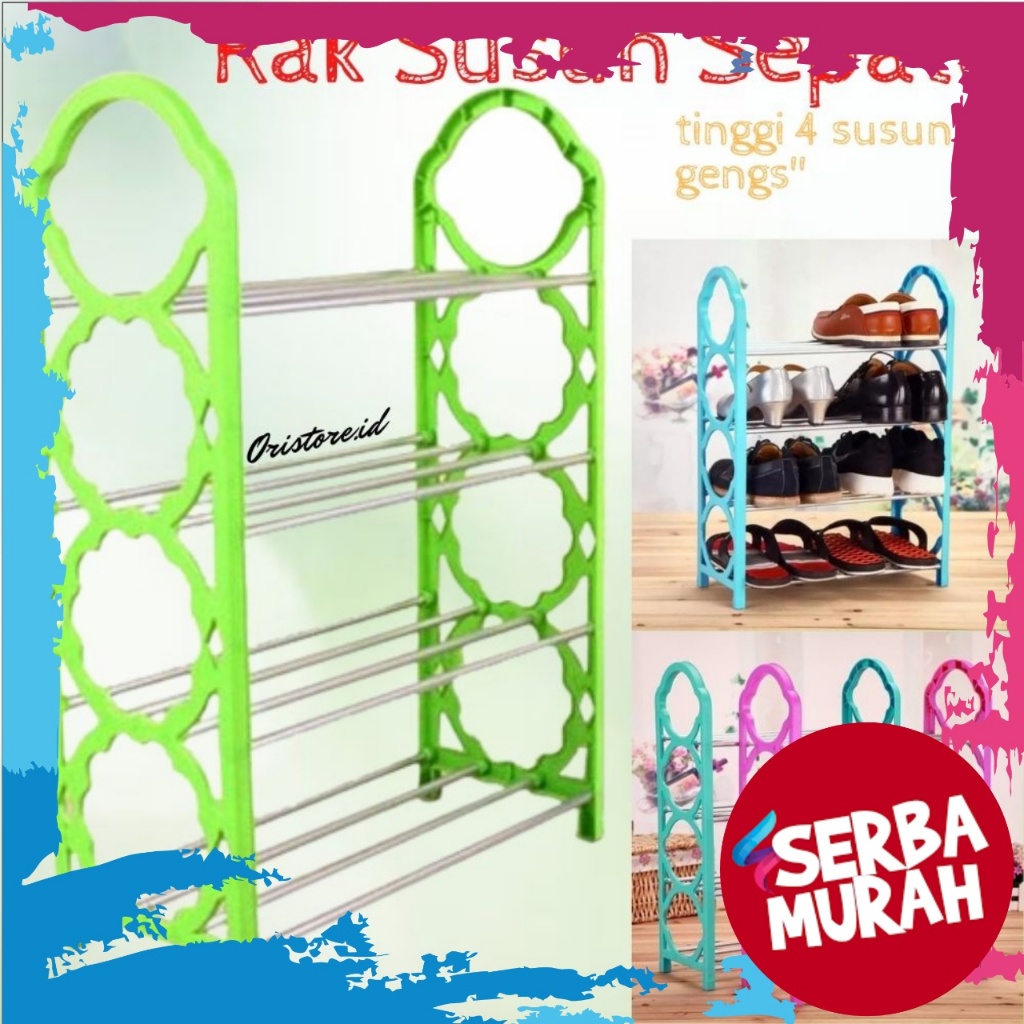 Rak Sepatu 5 / 4 susun Stainless Warna/ GSF Lemari Stainles 5 susun