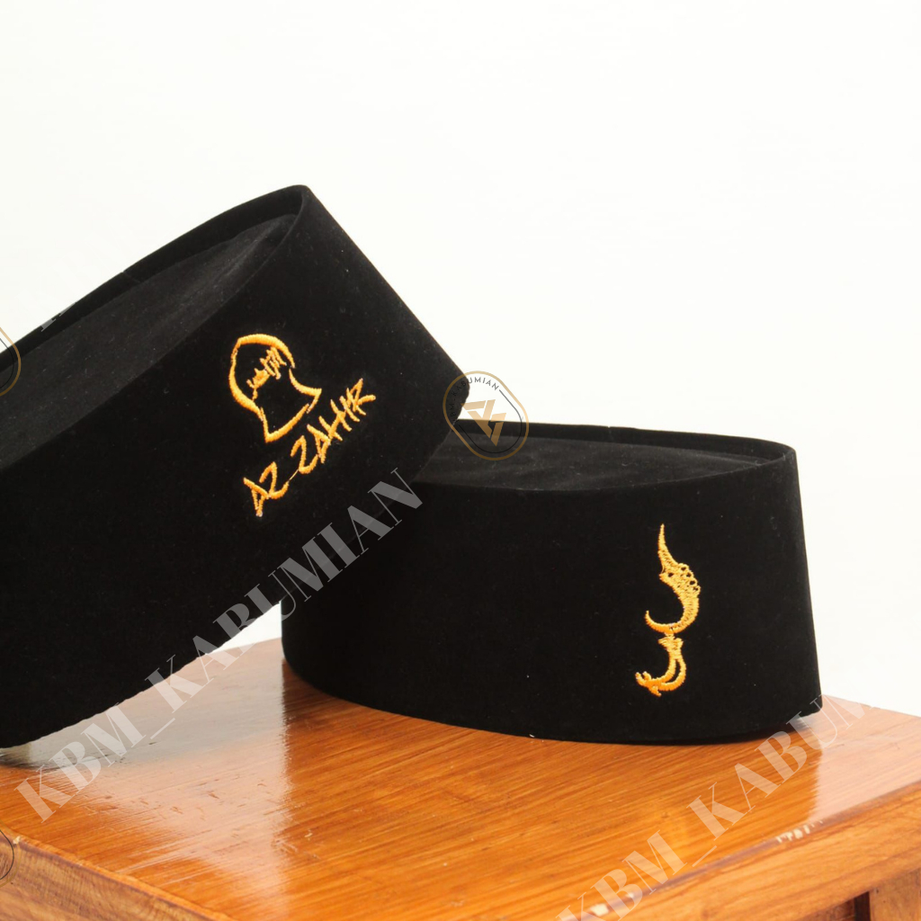 PECI Songkok Kopyah HITAM LOGO SANTRI, Az Zahir, Kujang, Gus Baha, Menara Kudus, MURAH, Berkualitas