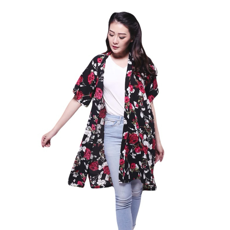 Floral Outer Kimono Baju Luaran Wanita Motif Bunga