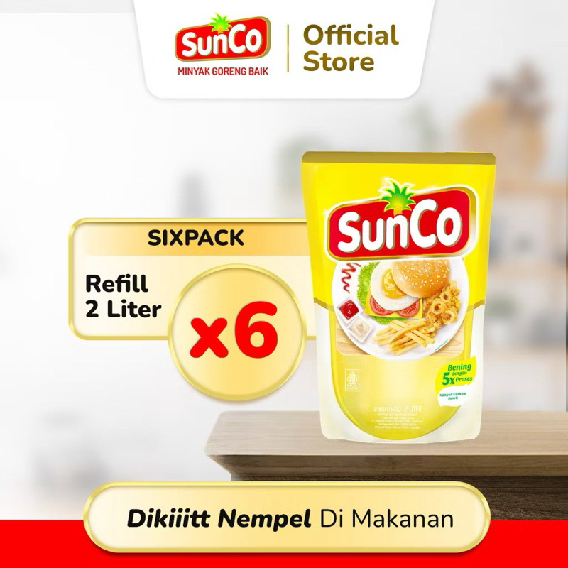 

RYS Minyak goreng sunco 2 literan isi 6 pouch perkarton