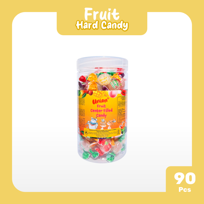 

Permen UNION Center Filled Candy Ples 450 gram rasa Watermelon, Peach, Grape, Lychee, Mango - Kembang Gula isi Aneka Rasa Toples