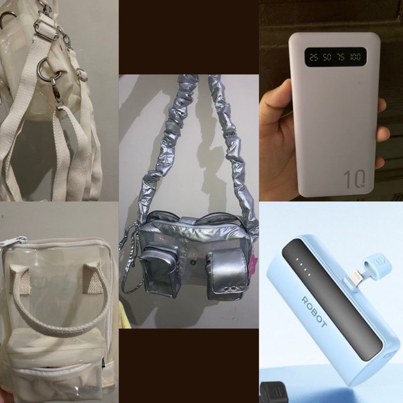 concert bag tas PVC silver & milky