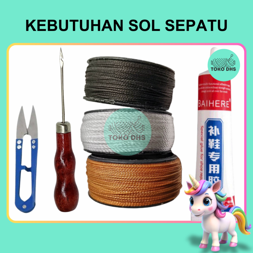Benang Nilon sol sepatu / Jarum Sol Sepatu / Lem Sol