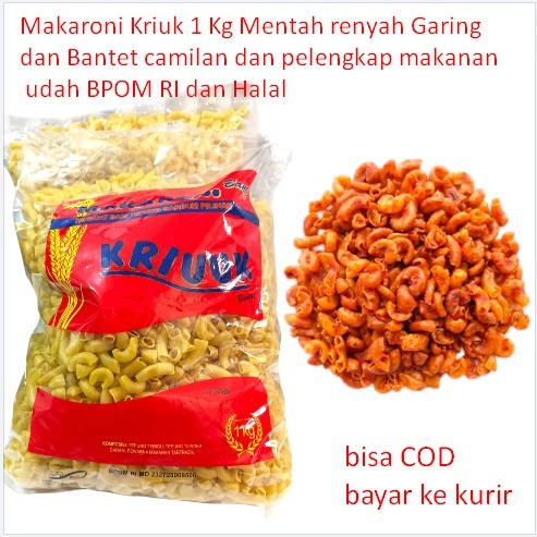

Makaroni Kriuk 1 Kg Mentah renyah Garing dan Bantet camilan dan pelengkap makanan udah BPOM RI dan Halal