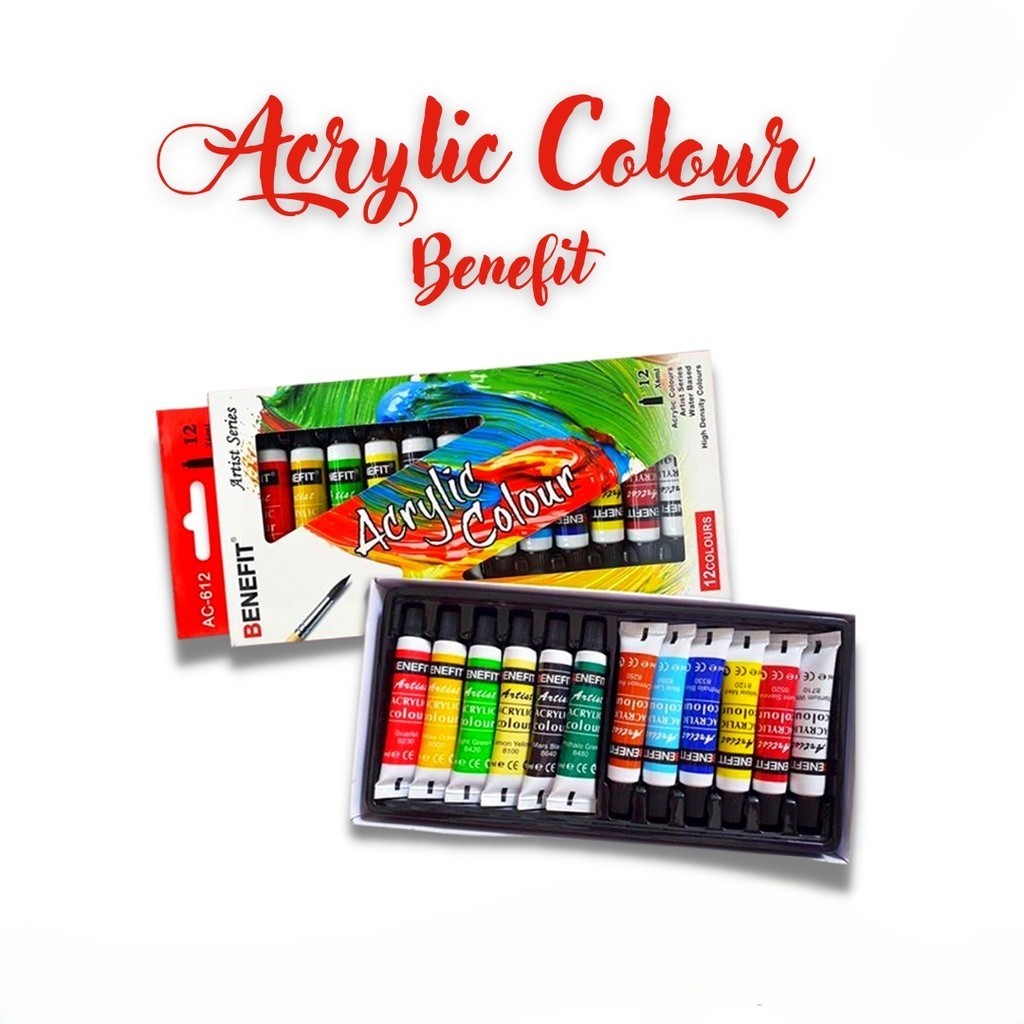 

Cat Air Acrylic Colour Benefit 12 warna ( BONUS Kuas 1 PCS ) Ac-612