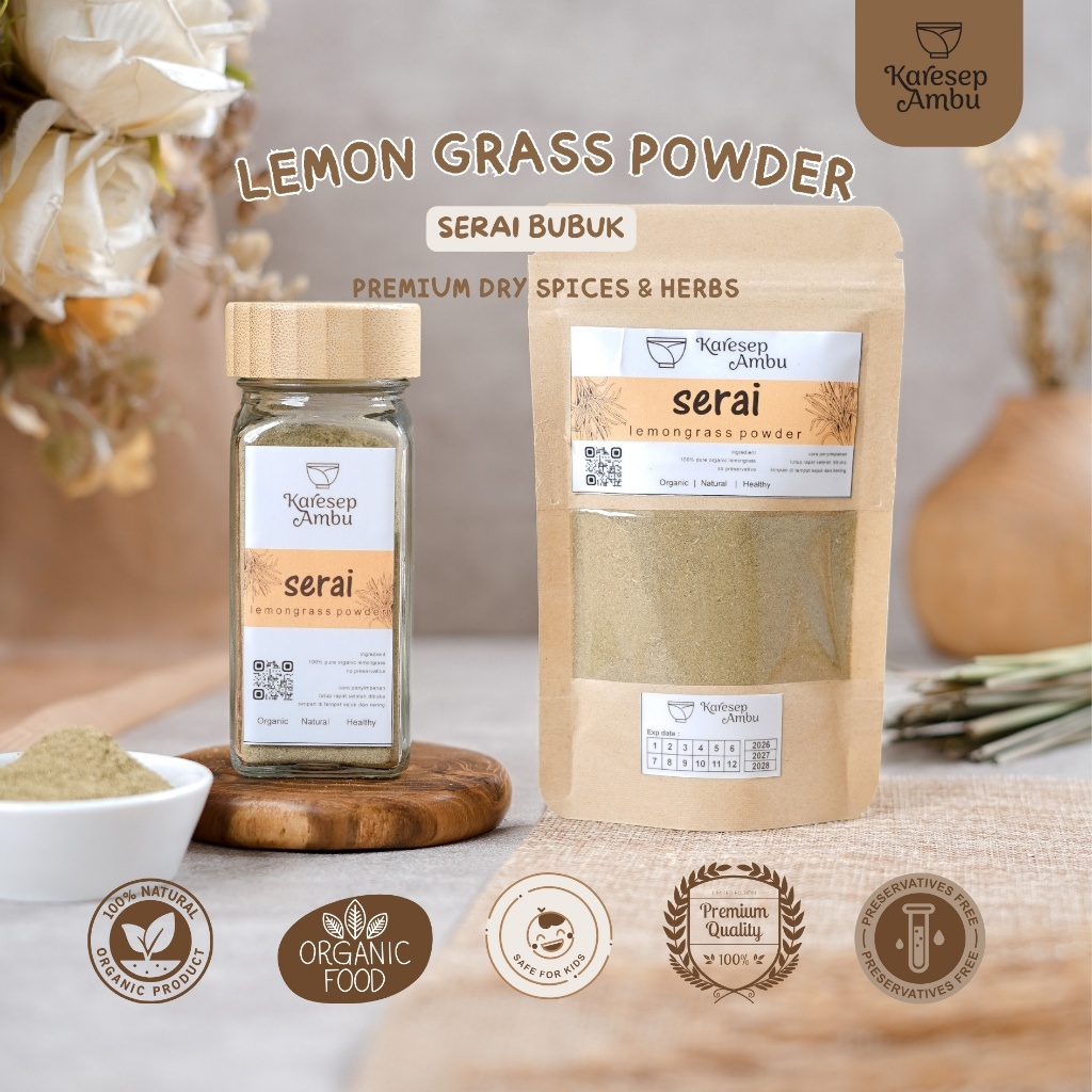 

Serai / Lemon Grass Powder - Bumbu Dapur Rempah Asli Murni Organik Dry Herbs & Spices by Karesep Ambu
