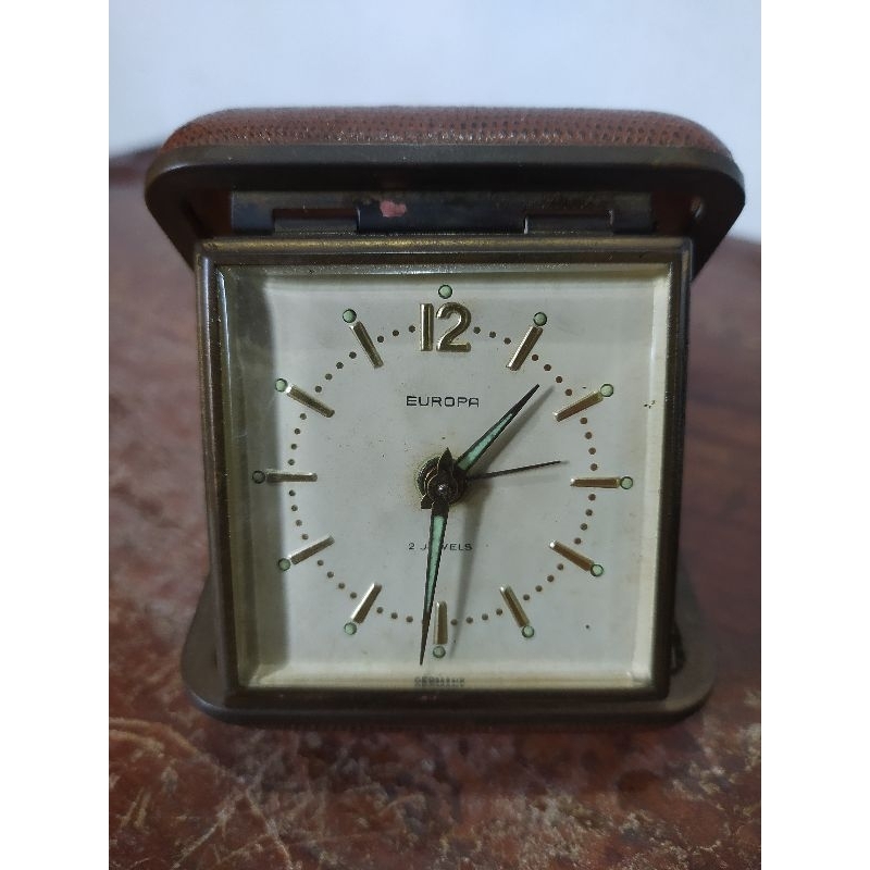 Jam saku jadul antik Europa 2 Jewels jam meja original vintage