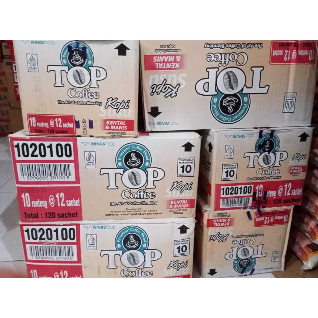 

TOP Kopi Coffe Kopi Susu Dos ( 1 Dos Isi 10 Renteng 12 Sachet )
