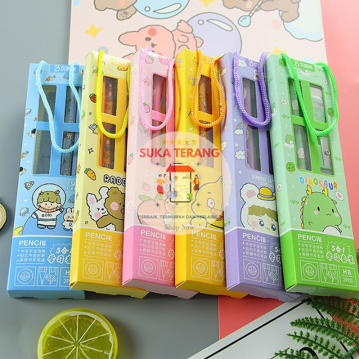 

ST Set Alat Tulis 5 in 1 KOTAK / Set Alat Tulis Kartun / Set Alat Tulis 5 in 1 Lucu / Set Alat Tulis Anak Motif Kartun