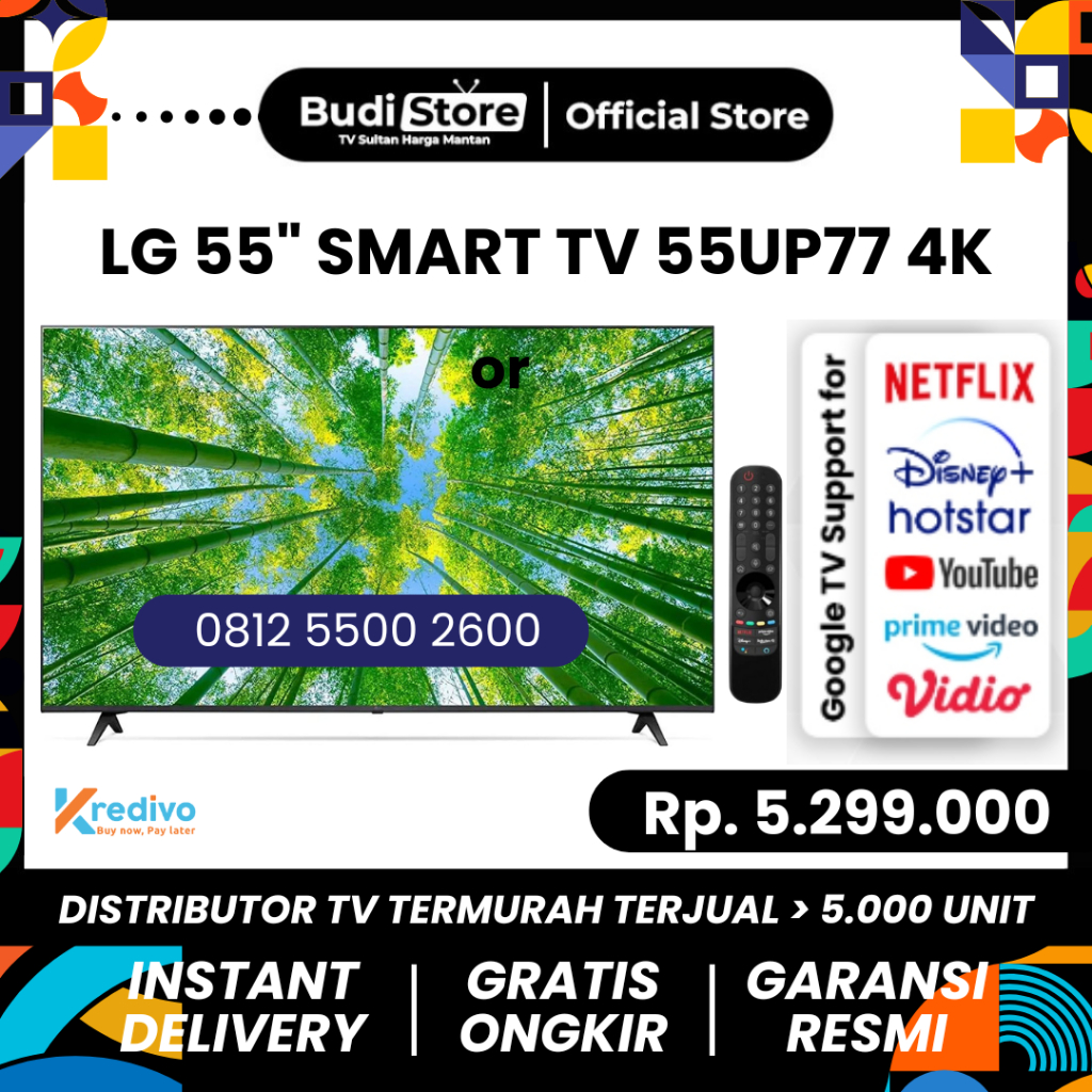 Smart TV LG LED 55 INCH 55UP77- LG UP77 4K Smart UHD TV - BUDI STORE
