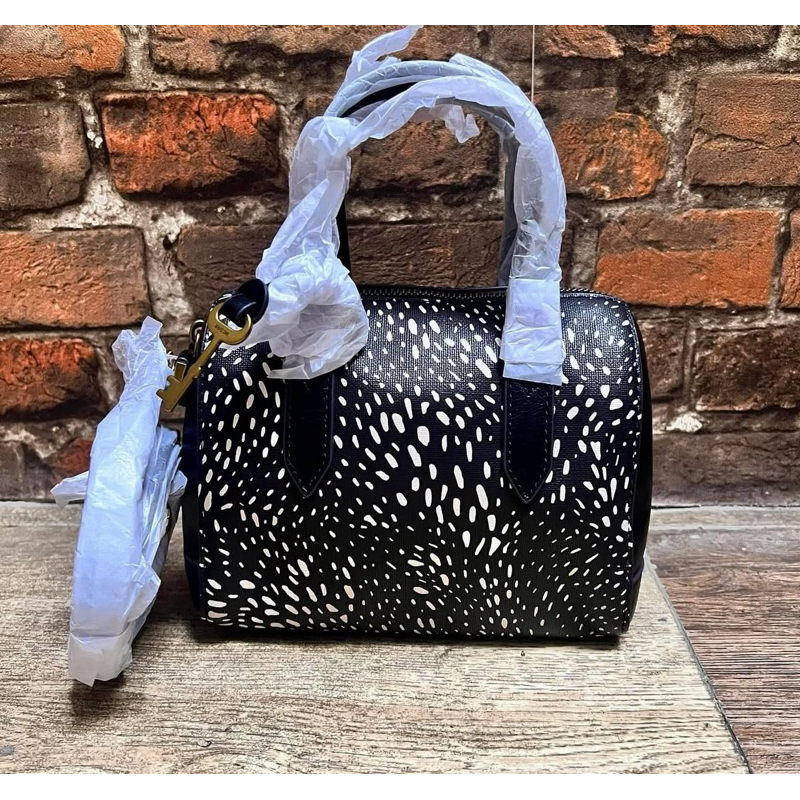 fossl sydney mini satchel black cheetah