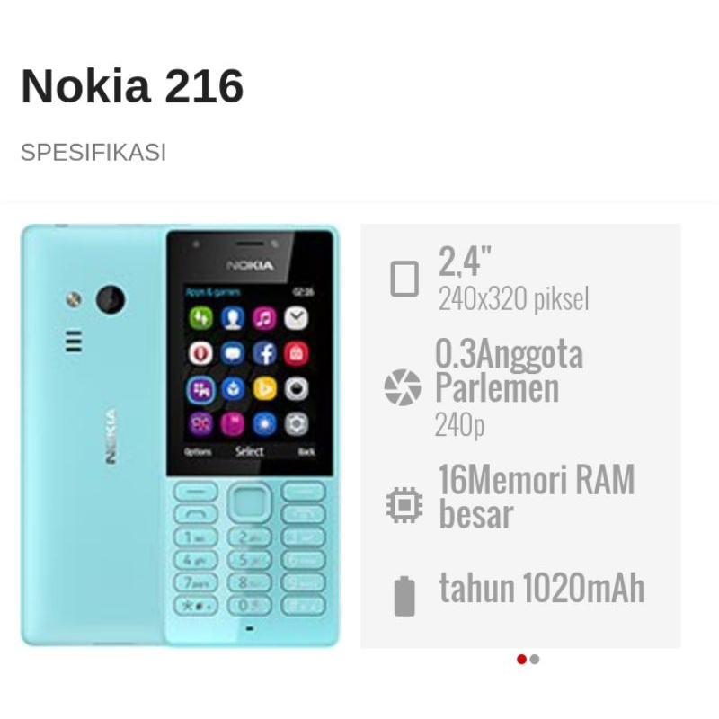 Hp Nokia 216 RM-1187 Second Original