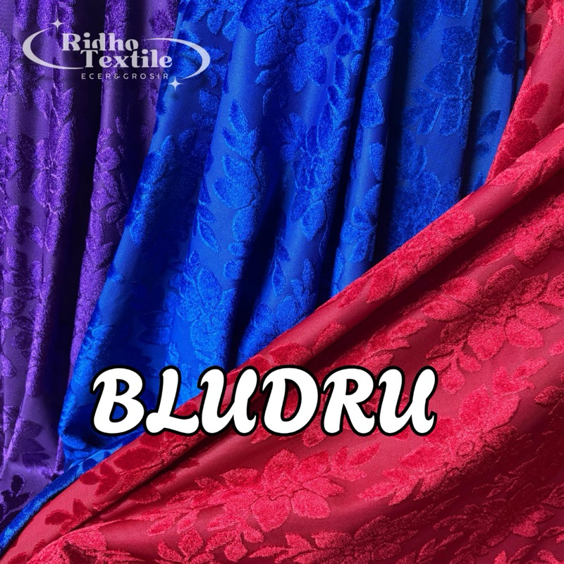 BAHAN/KAIN BLUDRU VELVET EMBOSS MOTIF BUNGAA