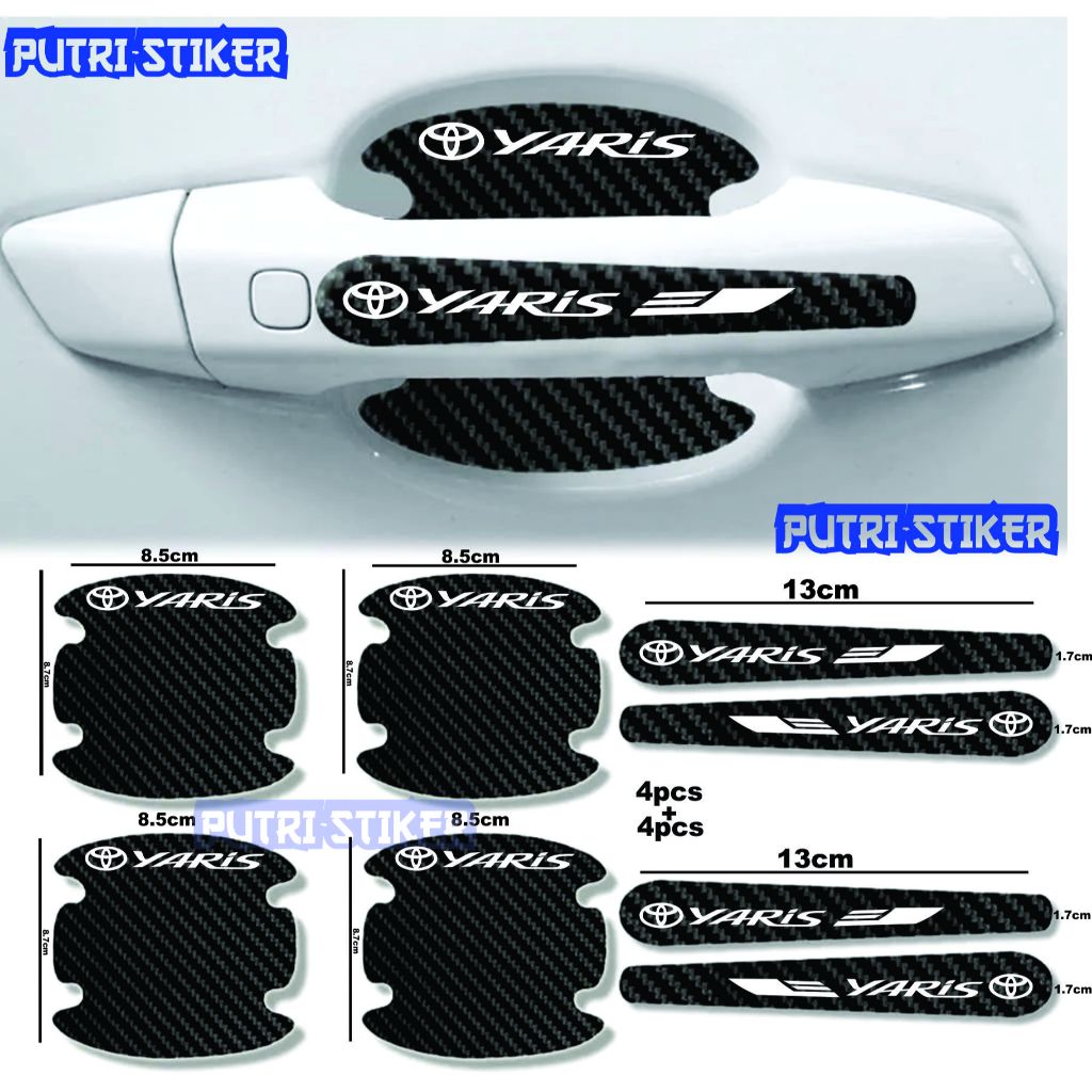 [TERLARIS] Sticker stiker pelindung handle pintu mobil toyota yaris Sticker karbon 3d pelindung gaga