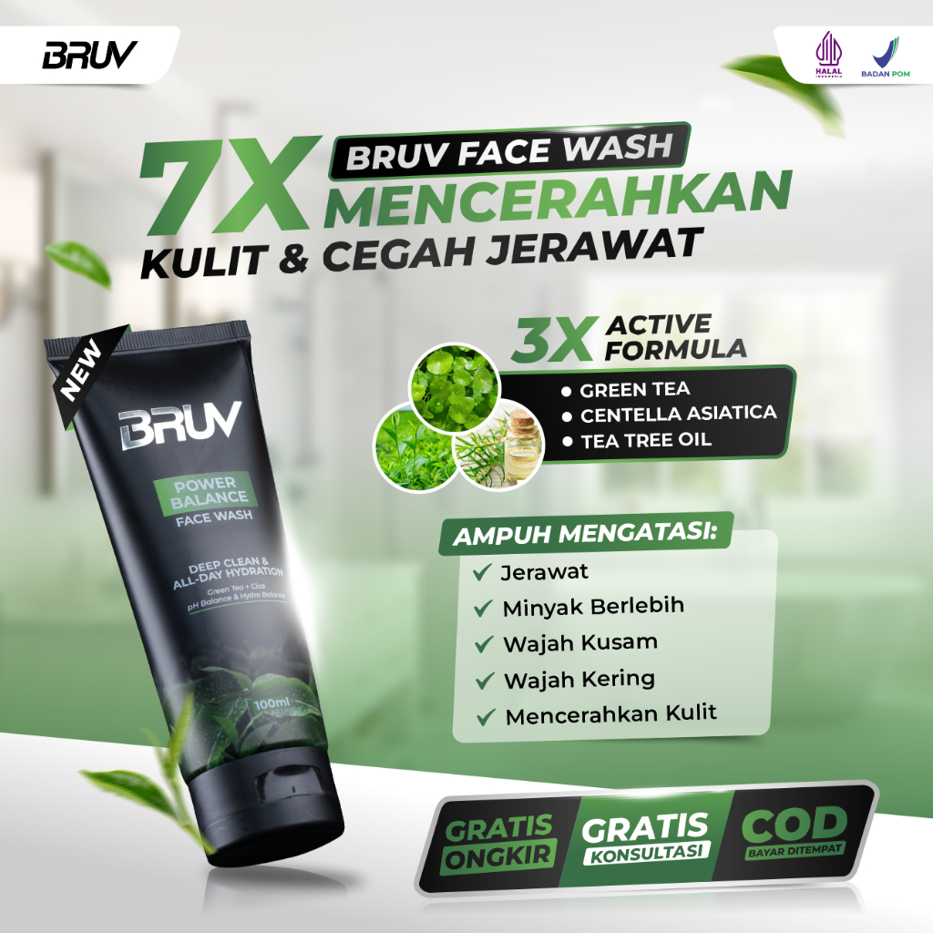 [BIGSALE] BRUV FACE WASH Sabun Cuci Muka Pria Bantu Atasi Masalah Jerawat Minyak Berlebih Muka Kusam