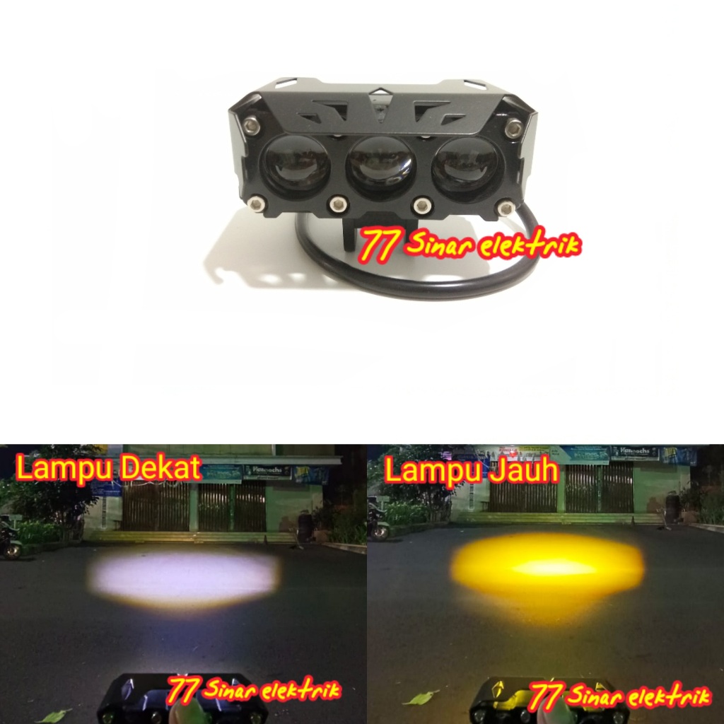 Lampu Tembak Led D2 Laser SQL 3 Mata MYTH 2 Warna Jauh Dekat Lampu Tembak Sorot D2 D3 Laser